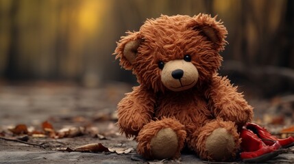 An intricately designed digital representation of a teddy bear, highlighting its charming character, plush appearance, and endearing features, as though photographed in high definition