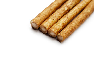 Burdock Root (Gobo) on white background.