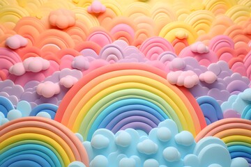 Rainbow in 3d clay style background.