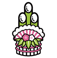 年賀状素材や正月シーンに使えるおしゃれな正月飾りの門松のベクターアイコンイラスト_辰年ver