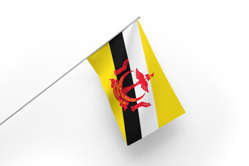 3d illustration flag of Brunei. Brunei flag waving isolated on white background with clipping path. flag frame with empty space for your text.
