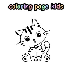 cute cat pose coloring page kids
