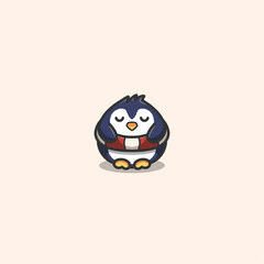 Cute penguin with lifebuoy