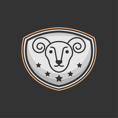 Monoline Goat Emblem Logo