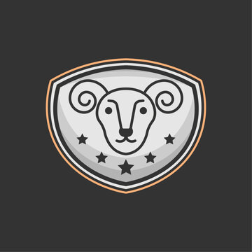 Monoline Goat Emblem Logo