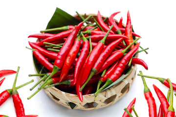Red chili peppers on white background