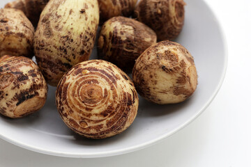 Satoimo, taro roots or japanese sweet taro