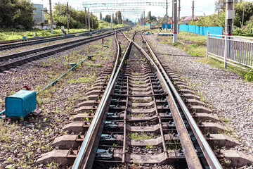 Fototapeta premium Railway sleepers on the ground