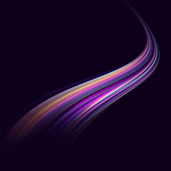 Neon speed lines. Dynamic light motion traces. Light trace wave, trace line. Neon swirls.	
Futuristic lines for advertising, posters,