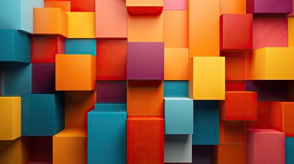 Cubes  multi couleurs superposés avec un effet graphique