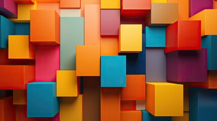 Cubes  multi couleurs superposés avec un effet graphique