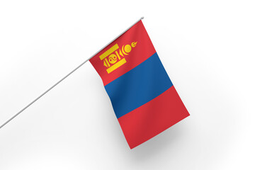 3d illustration flag of Mongolia. Mongolia flag waving isolated on white background with clipping path. flag frame with empty space for your text.