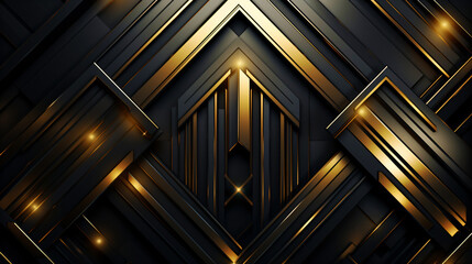 Naklejka premium art deco black and gold decoration, majestic retro entrance portal