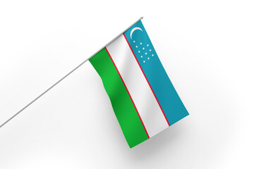 3d illustration flag of Uzbekistan. Uzbekistan flag waving isolated on white background with clipping path. flag frame with empty space for your text.