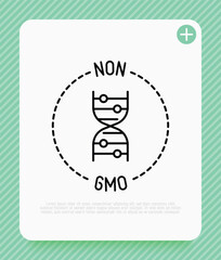 Non GMO symbol. Thin line icon for organic food, beauty product. Modern vector illustration.