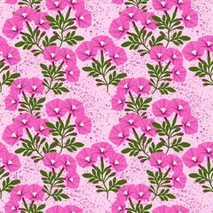 Seamless print of flowers in pink theme 