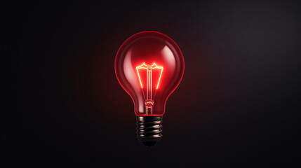 Glowing Red bulb. Brainstorming creative Ideas background