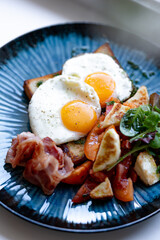 Breakfast Plate with Fried Eggs and Bacon
