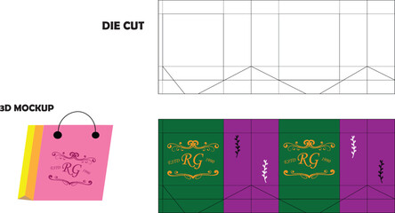 bag design outline, vector illustration sketch template isolated on white background.