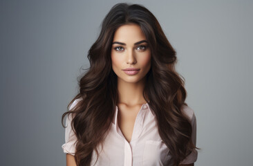 Obraz premium Portrait of a young beautiful woman with long hair