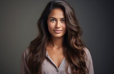 Obraz premium Portrait of a young beautiful woman with long hair