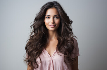 Fototapeta premium Portrait of a young beautiful woman with long hair
