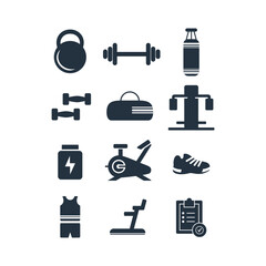 Fitness and Sport Icons set on White Background