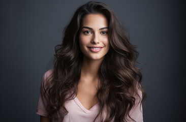 Naklejka premium Portrait of a young beautiful woman with long hair