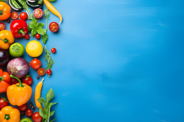 Vegetables wallpaper in light blue background 