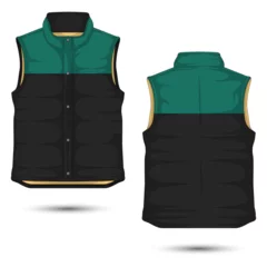 Foto op Canvas Two-color puffer vest jacket mockup, front and back view © Ancala