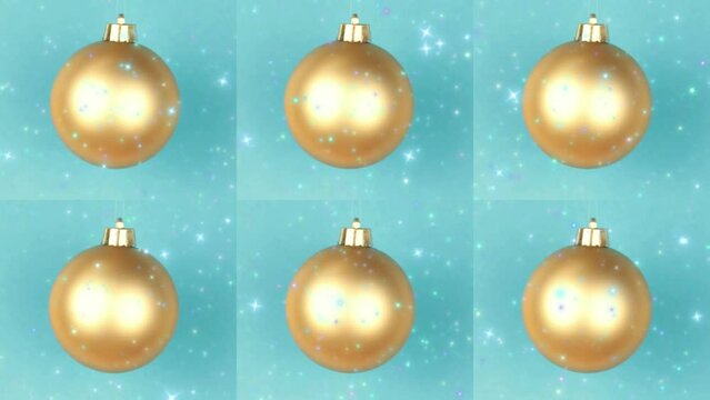 Christmas ball on blue background with sparkles