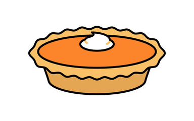 Vector Pumpkin Pie Illustration With Black Outline