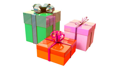 colorful boxes with ribbon