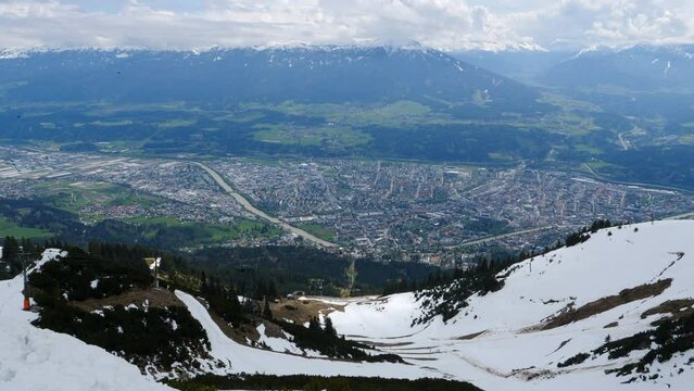Panoramic View Over Innsbruck Valley From North Chain Mountain Range