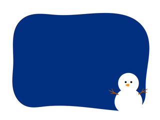 フラット雪だるまと額縁フレームA：紺