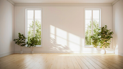 Fototapeta premium Modern bright interior empty room. Mock up. Suitable for interior rooms furniture template.