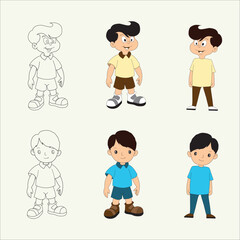 set of kids cartoon character