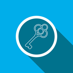 Key icon vector. Key icon sign symbol in trendy flat style. Key icon image, Key icon illustration isolated on blue background