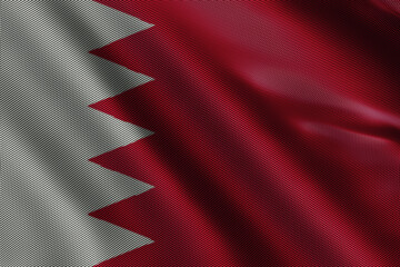 3d illustration flag of Bahrain. Close up waving flag of Bahrain.