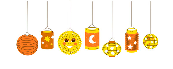 Vector Lanterns composition for saint martin day traditional in Germany