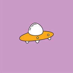vector hand drawn cute set of ufo planes