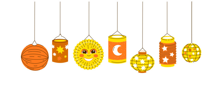 Vector Lanterns composition for saint martin day traditional in Germany