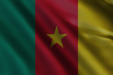 3d illustration flag of Cameroon. Close up waving flag of Cameroon.