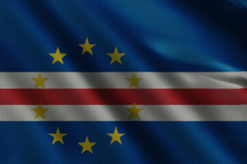 3d illustration flag of Cape Verde Islands. Close up waving flag of Cape Verde Islands.