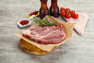 Raw pork neck steak uncoocked