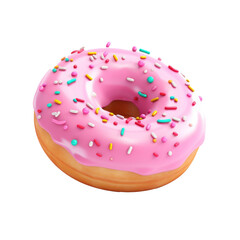 Sprinkled with a pink donut on a Transparent Background, Delicious Donut, Generative AI.