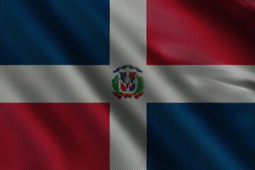 3d illustration flag of Dominican Republic. Close up waving flag of Dominican Republic.