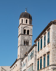 Fototapeta na wymiar Church and bell tower in Dubrovnik, Croatia.