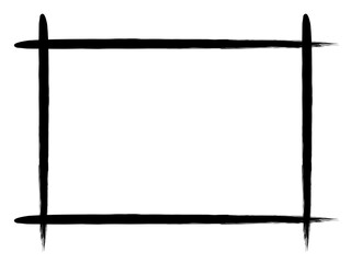 シンプル筆描き長方形のフレーム：黒