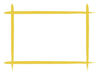 シンプル筆描き長方形のフレーム：金 - obrazy, fototapety, plakaty